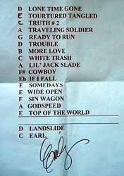 Original Setliste mit Autogramm von Emily